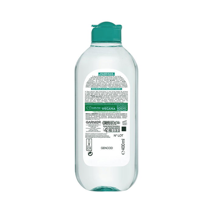 Garnier SKINACTIVE Agua Micelar Aloe Hialurónico Todo en 1 para Todo Tipo de Pieles 400 ml