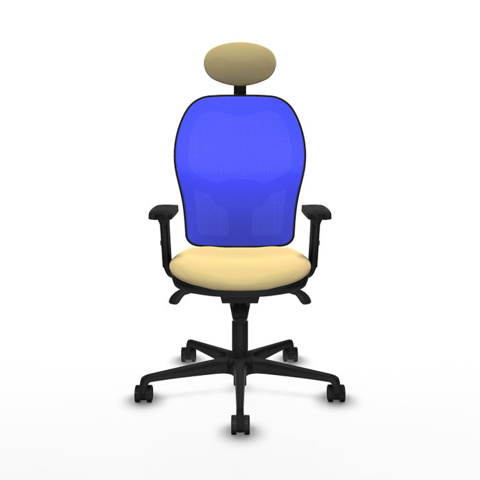 PIQUERAS Y CRESPO Silla de oficina Jorquera con mecanismo Sincro, Similpiel Crema y Malla Azul PIQUERAS Y CRESPO Silla de oficina Jorquera con mecanismo Sincro, Similpiel Crema y Malla Azul