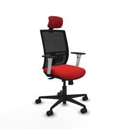 PIQUERAS Y CRESPO Silla de oficina Yunquera con mecanismo Sincro/Traslack Rojo y Negro