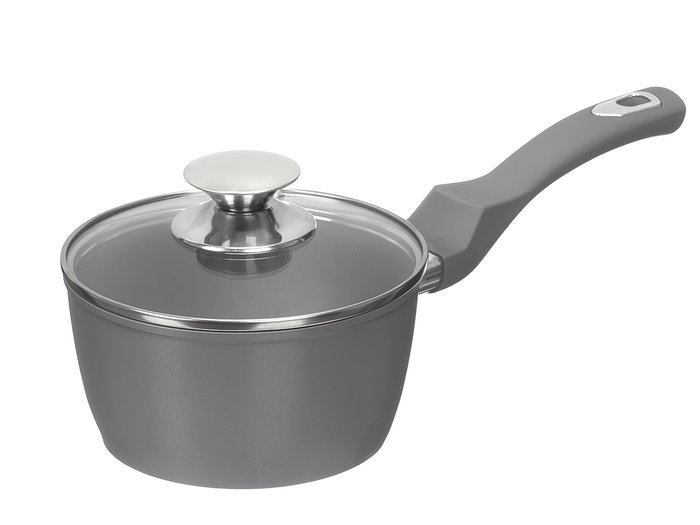 Kinvara Cazo para Inducción Forjado, 16 cm de Diámetro, Color Gris - Aluminio EN601, Mango de Tacto Suave (Set de 6)