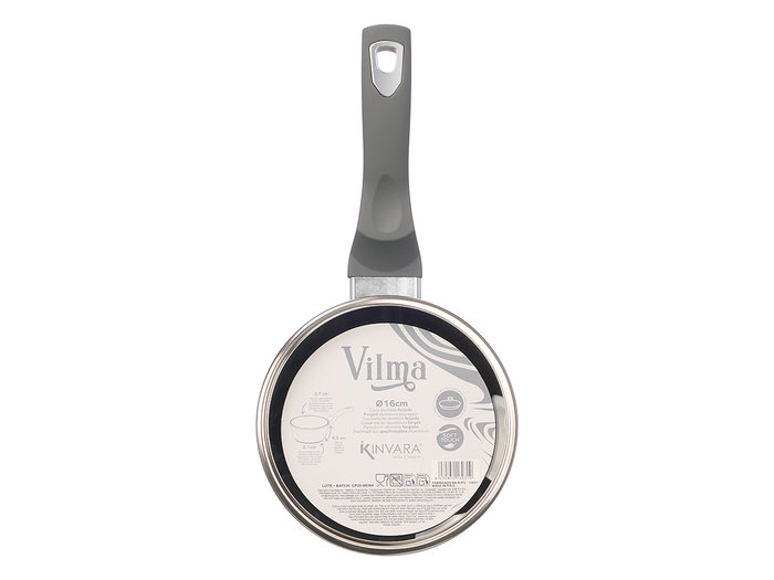Kinvara Cazo para Inducción Forjado, 16 cm de Diámetro, Color Gris - Aluminio EN601, Mango de Tacto Suave (Set de 6)