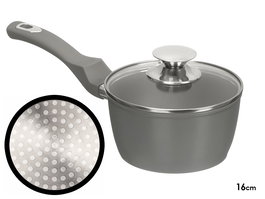 Kinvara Cazo para Inducción Forjado, 16 cm de Diámetro, Color Gris - Aluminio EN601, Mango de Tacto Suave (Set de 6)