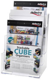 Portafolletos Sobremesa Deflect-O A4 Vertical 3 Compartimentos Cristal