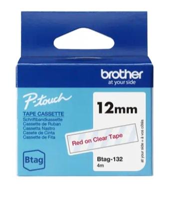 Brother Cinta Doméstica Btag-132 Rojo sobre Transparente 12mm x 4m Brother Cinta Doméstica Btag-132 Rojo sobre Transparente 12mm x 4m