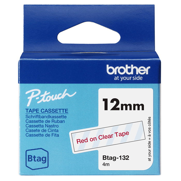 Brother Cinta Doméstica Btag-132 Rojo sobre Transparente 12mm x 4m Brother Cinta Doméstica Btag-132 Rojo sobre Transparente 12mm x 4m