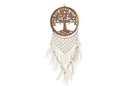 DKD Home Decor Decoración Colgante de Madera y Algodón Árbol