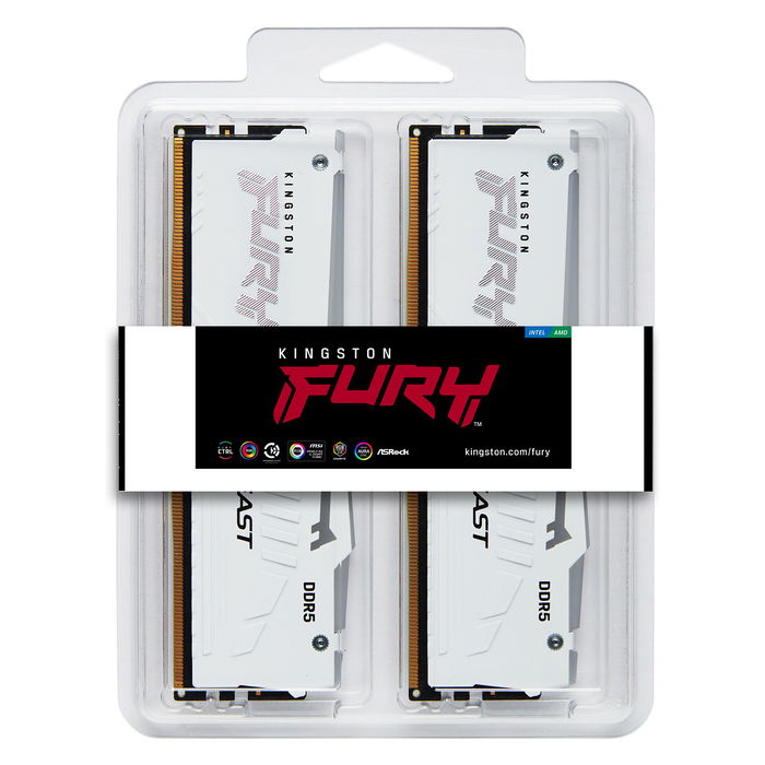 Kingston FURY Beast 64GB (2x32GB) 6400MT/s DDR5 CL32 DIMM Kit White RGB EXPO
