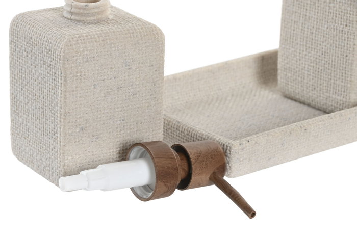 DKD Home Decor Set de 3 Accesorios de Baño en Resina y ABS, Crema