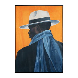 Cuadro Impresión Hombre Sombrero Tejido 103 X 143 cm