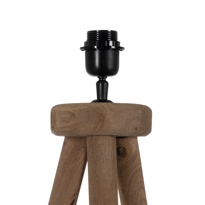 Base Lámpara Mesa Marrón Madera de Mango 24 X 24 X 48 cm