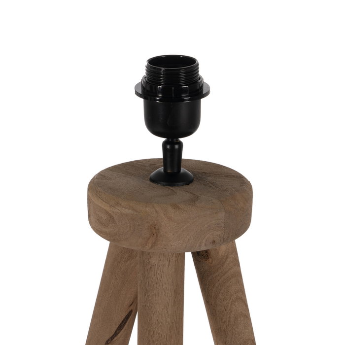 Base Lámpara Mesa Marrón Madera de Mango 24 X 24 X 48 cm