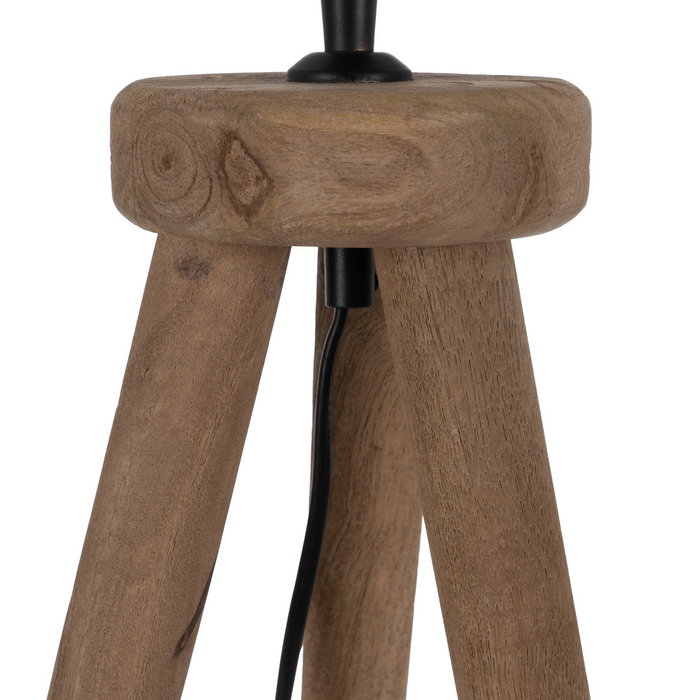 Base Lámpara Mesa Marrón Madera de Mango 24 X 24 X 48 cm