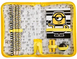 Sambro Bolso portatodo con cremallera Minions con libreta, goma, sacapuntas y lápices de colores