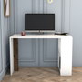 Hanah Home Lima - White, Walnut Mesa de Estudio Moderna, Color Blanco y Nogal, Mueble para Oficina o Estudiante
