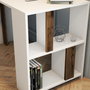 Hanah Home Lima - White, Walnut Mesa de Estudio Moderna, Color Blanco y Nogal, Mueble para Oficina o Estudiante