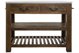 DKD Home Decor Isla de Cocina de Madera y Mármol con 2 Cajones