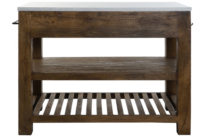 DKD Home Decor Isla de Cocina de Madera y Mármol con 2 Cajones