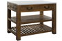 DKD Home Decor Isla de Cocina de Madera y Mármol con 2 Cajones