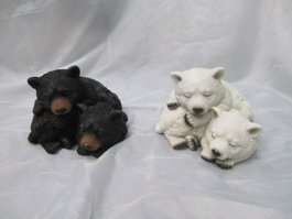 DKD Home Decor Figura de Osos en Resina, Surtido de 2 Piezas, Negro y Blanco