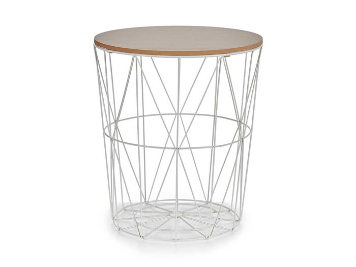 Mesa de centro Giftdecor Metal Blanca Tapa Madera 40x41x40 cm (Set de 6)