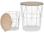 Mesa de centro Giftdecor Metal Blanca Tapa Madera 40x41x40 cm (Set de 6)