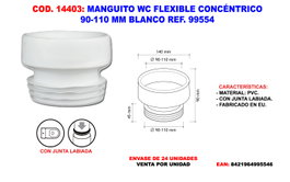 Manguito WC Flexible Concéntrico 90-110mm Blanco Ref. 99954