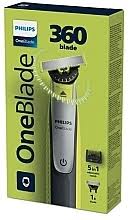 Philips Recortadora OneBlade 360 Cara QP2734/23 con peine ajustable 5 en 1, afeitado seco/húmedo y carga USB, recorta, perfila y afeita cualquier vello