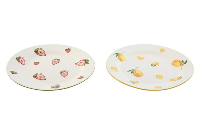 DKD Home Decor Set de 6 Platos de Porcelana FRUTAS 24 con Diseño 3D, Surtido Amarillo y Rojo DKD Home Decor Set de 6 Platos de Porcelana FRUTAS 24 con Diseño 3D, Surtido Amarillo y Rojo
