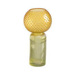Ixia Jarrón Decorativo de Cristal Verde-Amarillo 15,50 x 15,50 x 31 cm