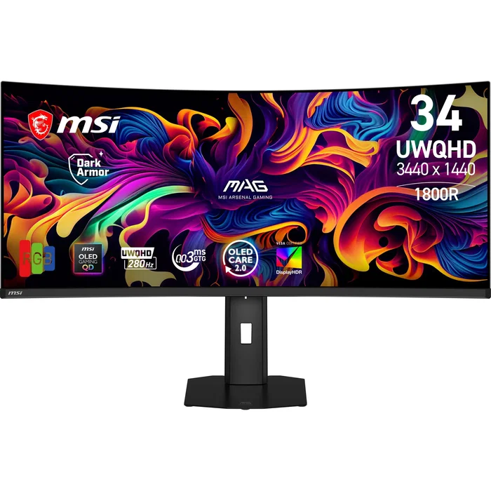MSI MAG 341CQP QD-OLED X28 Monitor Gaming Curvo 34 Ultrawide Quad HD 280 Hz Negro MSI MAG 341CQP QD-OLED X28 Monitor Gaming Curvo 34 Ultrawide Quad HD 280 Hz Negro