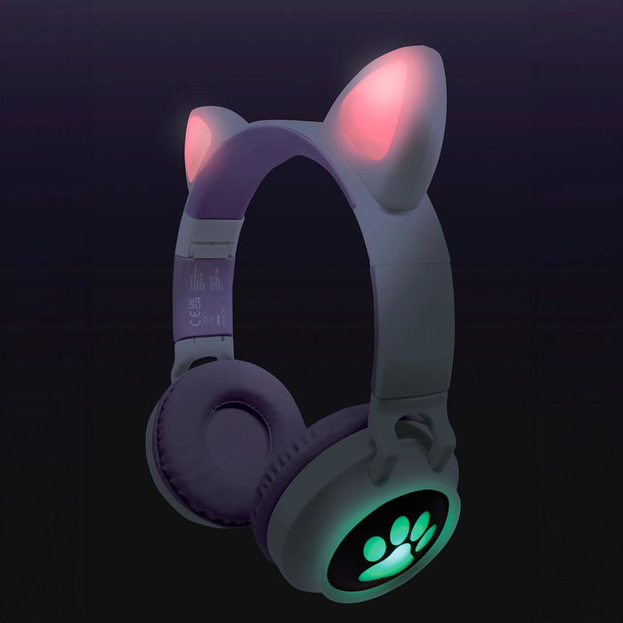 Lexibook Auriculares Inalámbricos Orejas 2 En 1 Bluetooth 5.0 o Cable con Luces LED para Niños