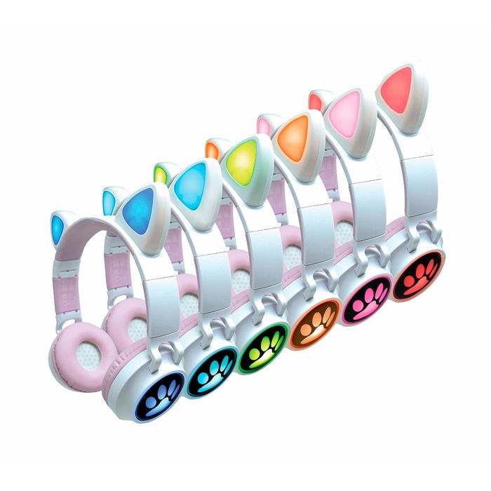 Lexibook Auriculares Inalámbricos Orejas 2 En 1 Bluetooth 5.0 o Cable con Luces LED para Niños