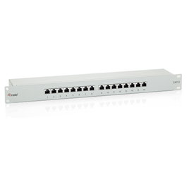 Equip Patch Panel 16 Puertos Cat6 Apantallado 1U Gris