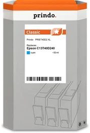 Prindo PRIET40D2 Classic XL Cartucho de Tinta Cian 50ml