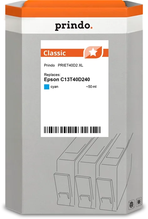 Prindo PRIET40D2 Classic XL Cartucho de Tinta Cian 50ml Prindo PRIET40D2 Classic XL Cartucho de Tinta Cian 50ml