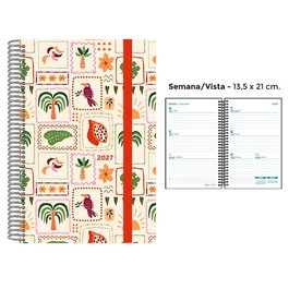 Senfort Agenda Anual 2027 Decorada Tropical con Espiral