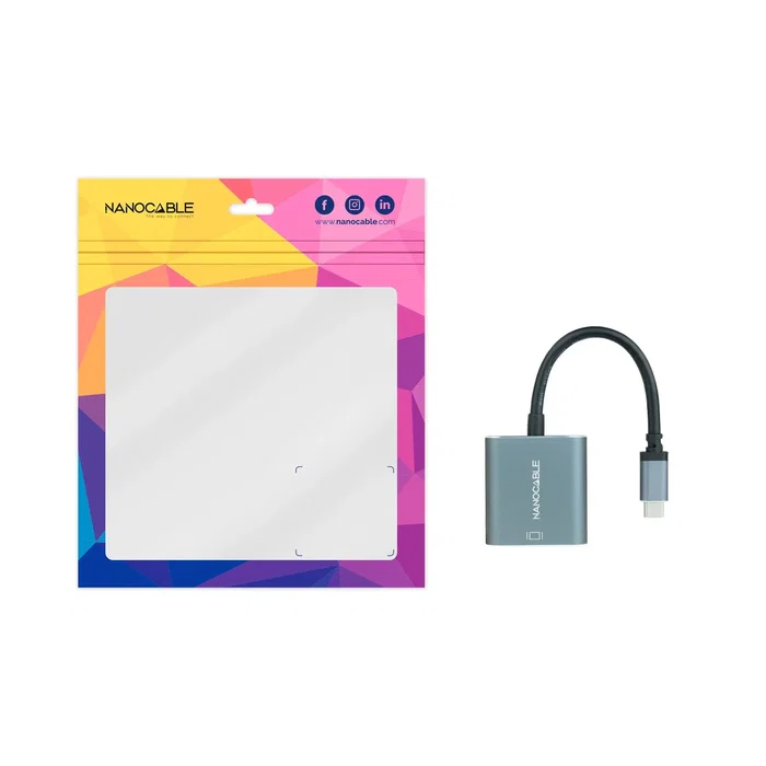 Nanocable 10.16.4103-G Adaptador USB-C a DVI-D Hembra 0.15m, Aluminio Gris, Compatible Thunderbolt 3, Plug and Play, Resolución 1920x1200, Para Portátil/Mac/PC