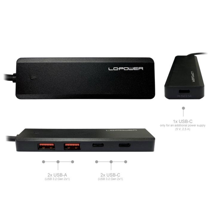 LC-Power LC-HUB-U3-4-c Hub USB 10 Gb/s con 2x USB-A y 2x USB-C
