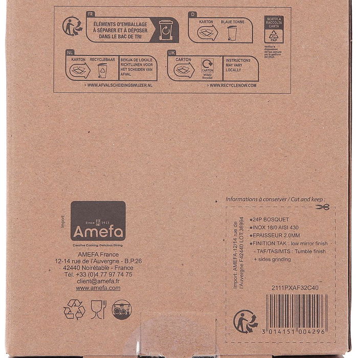 Set 24 Cubiertos Acero Inox Bosquet Amefa 18-0-2 mm Set 24 Cubiertos Acero Inox Bosquet Amefa 18-0-2 mm