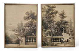 DKD Home Decor Cuadro Bambú Abeto Garzas Surtido de 2 Unidades 60x3,2x80 cm