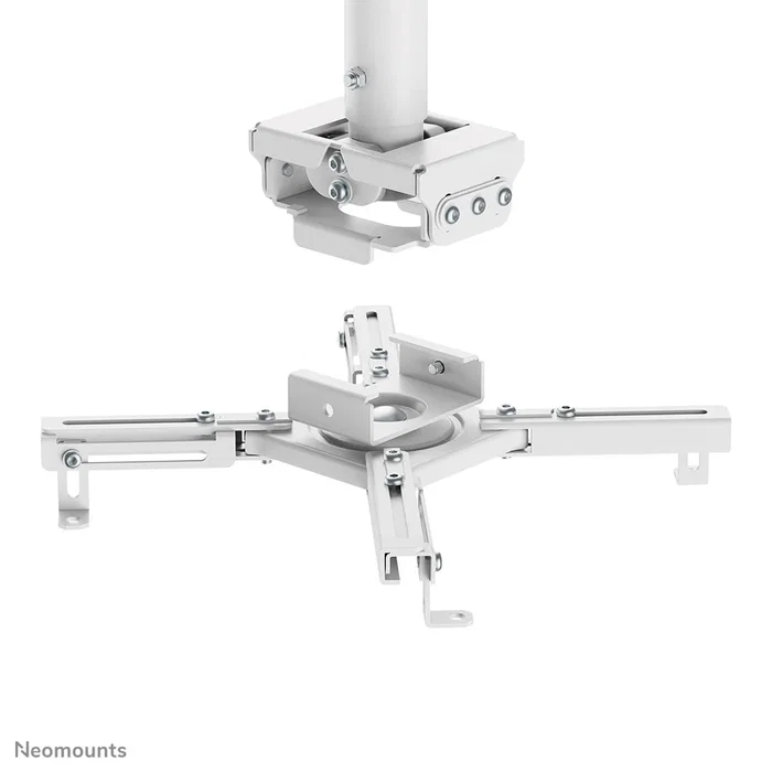 Neomounts CL25-530WH1 Soporte de Techo para Proyector Universal, 45 kg de Capacidad, Ajustable (Inclinación, Rotación 360°, Giro), Gestión de Cables, Color Blanco