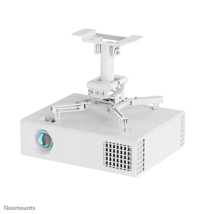 Neomounts CL25-530WH1 Soporte de Techo para Proyector Universal, 45 kg de Capacidad, Ajustable (Inclinación, Rotación 360°, Giro), Gestión de Cables, Color Blanco
