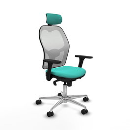 PIQUERAS Y CRESPO Silla de oficina Jorquera con mecanismo Sincro, Turquesa y Blanco