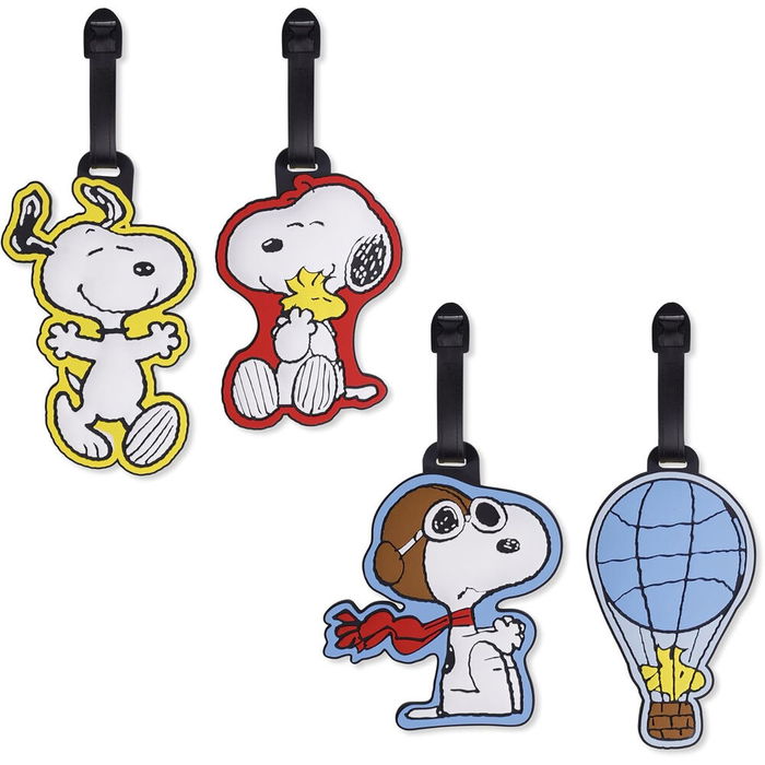 Peanuts Set 4 Etiquetas de Equipaje Snoopy de Silicona