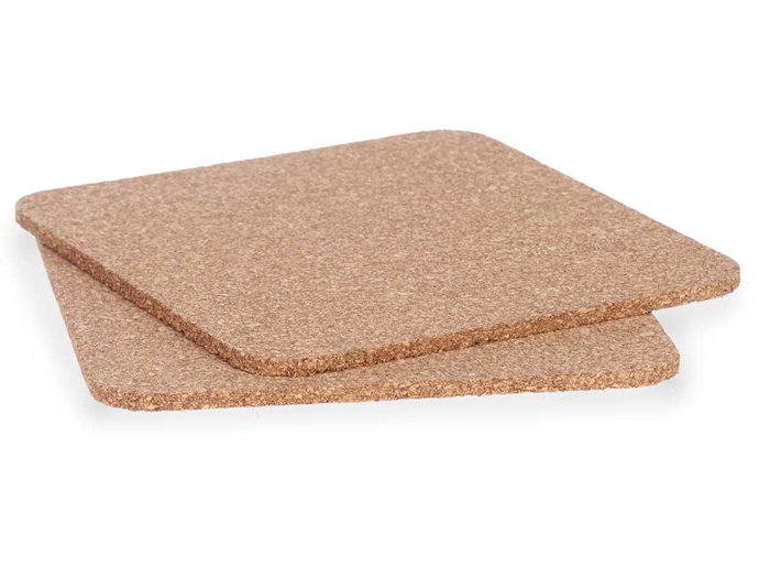 Kinvara Set 2 Salvamanteles Cuadrado Corcho Natural 18x18 cm (Set de 12)