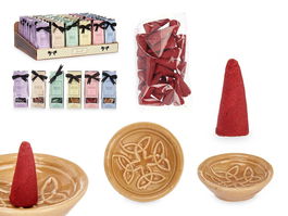 Acorde 30 Conos de Incienso con Soporte, Aromas Surtidos Frutos Silvestres y Roble, Roble Cardamomo Mimosa, Mandarina Lima, Magnolia Uva Negra, Rosas Rojas Madera, 6.5x16.5x3.5 cm (Set de 48)