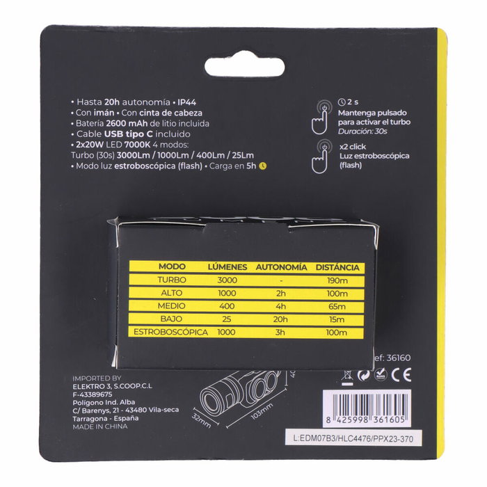 Edm Thunder Track Linterna LED frontal 3000 lm recargable Edm Thunder Track Linterna LED frontal 3000 lm recargable