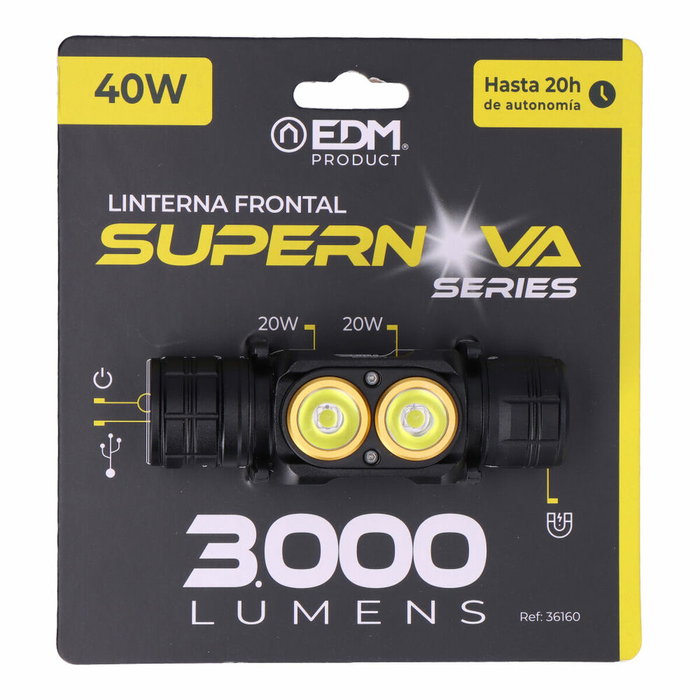 Edm Thunder Track Linterna LED frontal 3000 lm recargable Edm Thunder Track Linterna LED frontal 3000 lm recargable