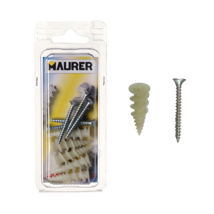 MAURER Taco Nylon Para Carton-Yeso Con Tornillo (5 piezas) MAURER Taco Nylon Para Carton-Yeso Con Tornillo (5 piezas)