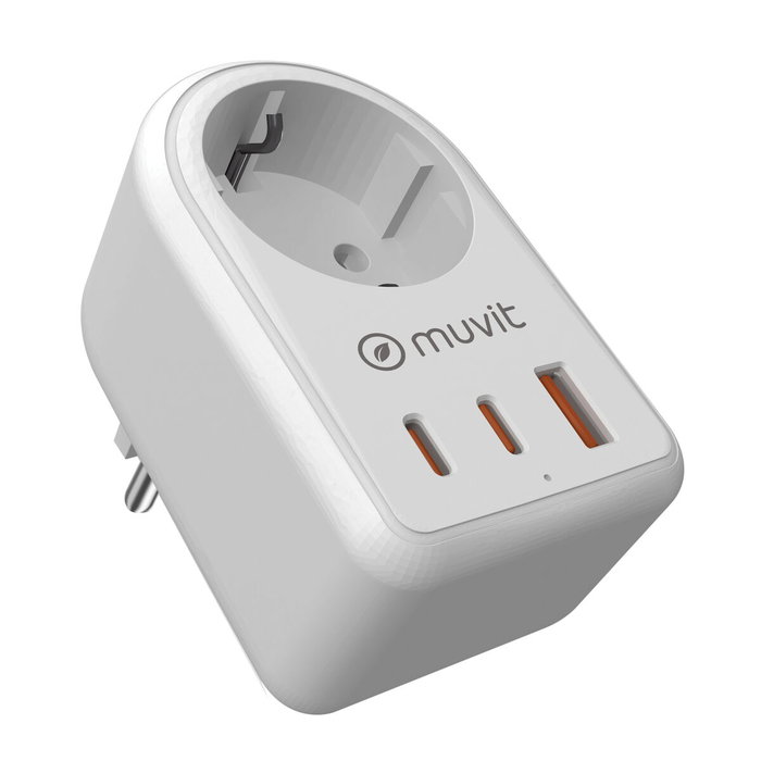 muvit for change enchufe 2 Tipo C 20W + 1 USB blanco muvit for change enchufe 2 Tipo C 20W + 1 USB blanco